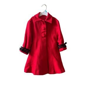 Helena for Neiman Marcus red wool toddler girls Christmas dress coat  set 2T